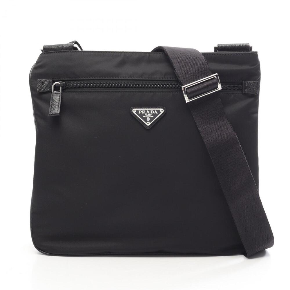 Prada PRADA Triangle Logo Shoulder Bag Handbag Nylon Saffiano Leather Women's...